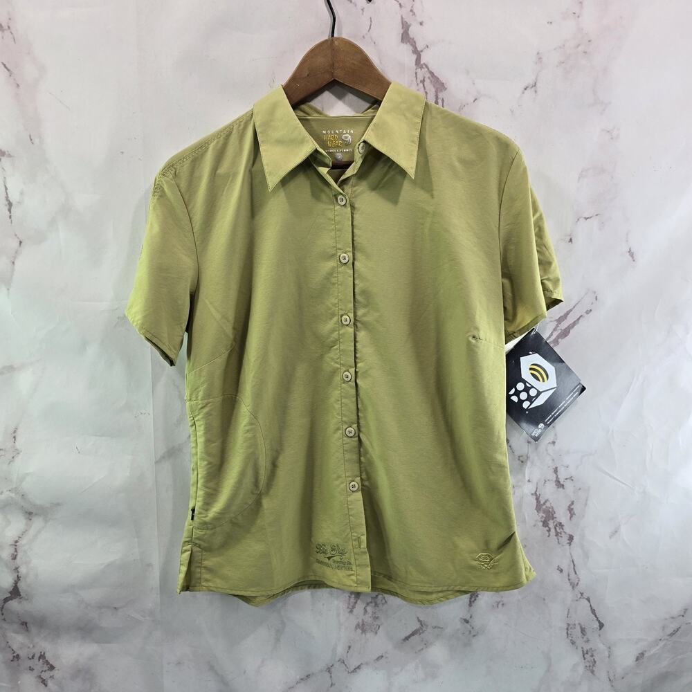 Mountain Hardwear Shirt Womens 10 Medium Green Transit Big Sky Brewing Short